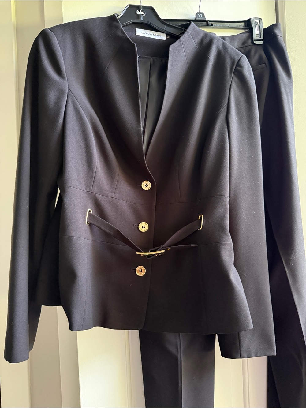 Calvin Klein jacket & pants suit  size 8 black
non smoking no pet home